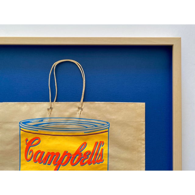 Andy Warhol Vintage 1966 Mid Century Modern " Campbell's Tomato Soup Can " Silkscreen Print Framed Pop Art Exhibition Shopping Bag For Sale - Image 11 of 18