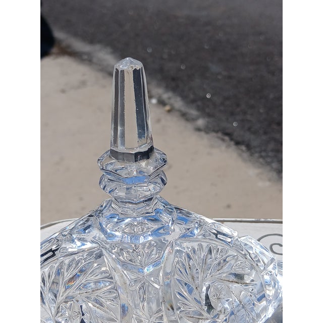 Vintage Bohemian Cut Crystal Pinwheel Whirling Star Lidded Candy Dish For Sale In Naples, FL - Image 6 of 7