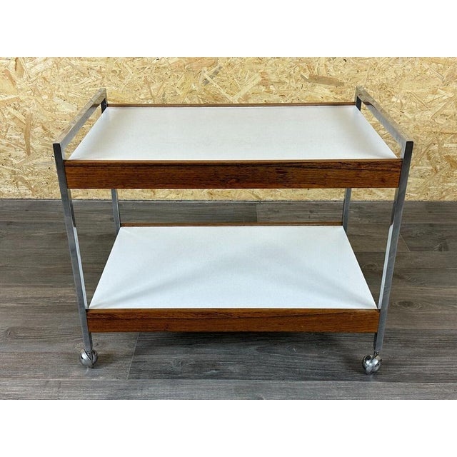 Mid-Century Modern Vintage Danish Serving Cart in Teak and Chrome, 1970s For Sale - Image 3 of 14