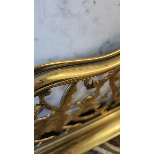 Late 19th Century Late Victorian Brass Fireplace Fender With Pierced Dragon & Foliage Fretwork For Sale - Image 13 of 14