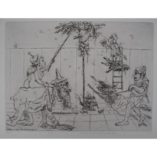 Mordecai Moreh (1937-) Woman's triumph Original etching Signed in pencil (also signed and dated in the plate - lower left)...