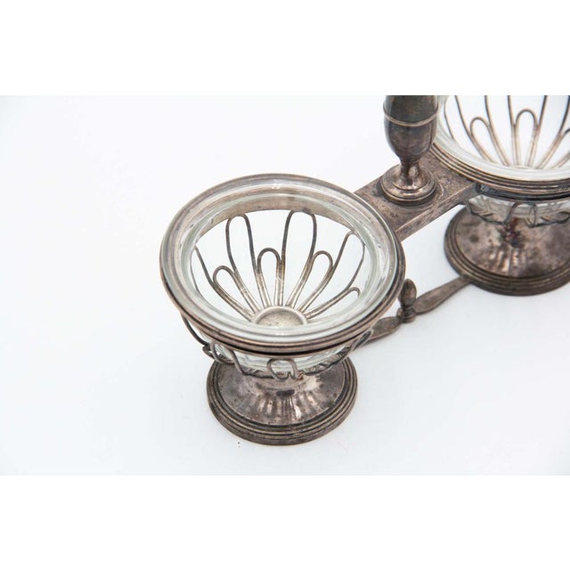 Salt and Pepper Shakers with Silver Structure, Set of 3, in Good conditions.