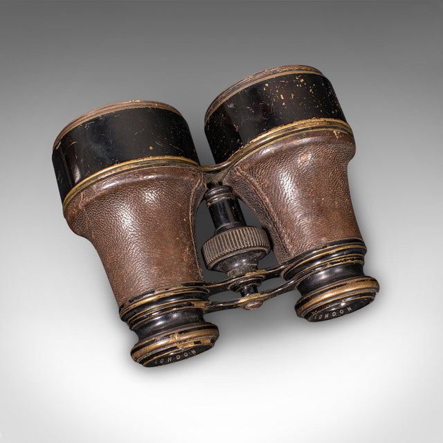 Brass Pair of Antique Opera Glasses, English, Leather, Brass, Binoculars, Ross London For Sale - Image 8 of 12