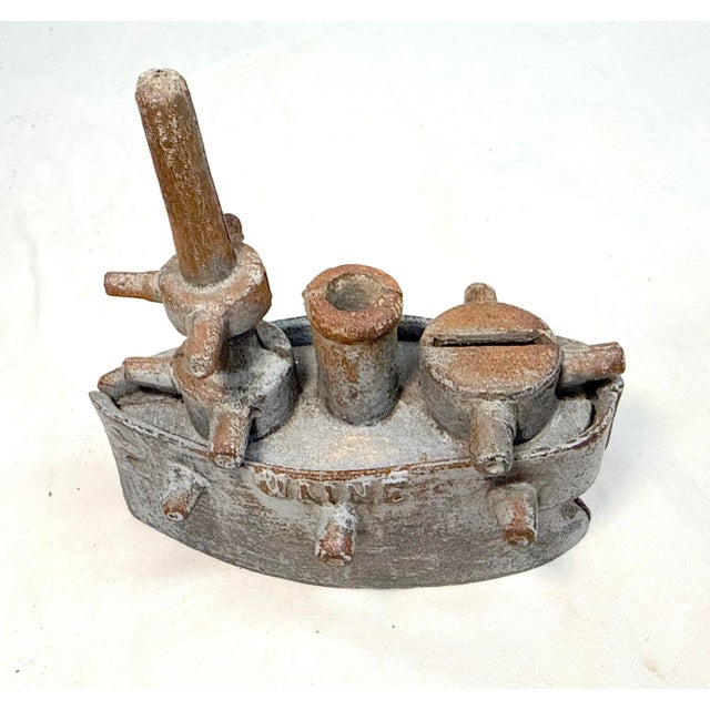 Antique Cast Iron Still Bank Maine Battleship Grey Iron Casting Co 1847 - 1903 For Sale - Image 4 of 11