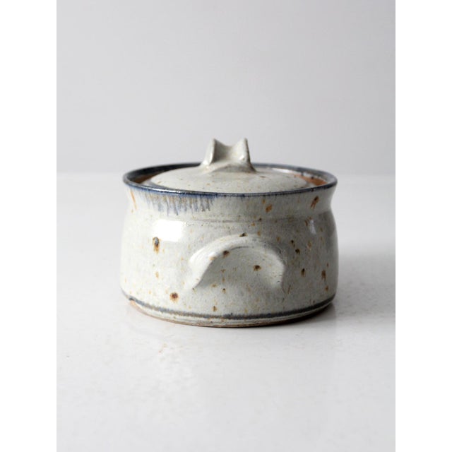 Vintage Handmade Studio Pottery Covered Bowl For Sale - Image 9 of 13