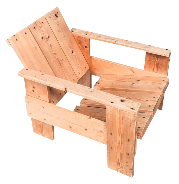 De Stijl Movement Dutch Pine Crate Chair attributed to Gerrit