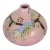 Vintage Studio Pottery Vase With Peacock and Raised Flower Details Pink Signed by Artist For Sale