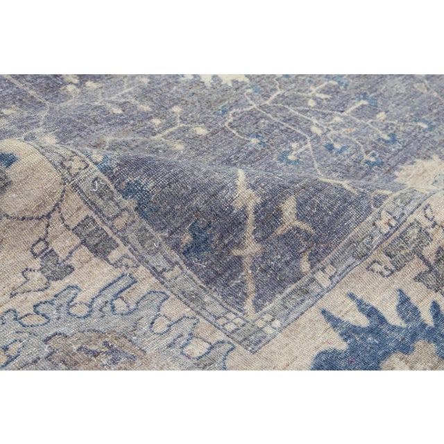 Textile Gray Modern Indian Mahal Wool Rug With Floral Pattern by Apadana For Sale - Image 7 of 9