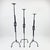 Hand Forged Iron Candelabra Set of 3 (88-108cm) Antique Copper Double Stem with Hercules Knot and Arched Base For Sale - Image 4 of 12