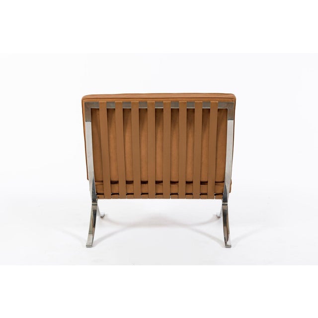 Mid Century Brown Leather Barcelona Chair by Mies Van Der Rohe for Knoll, 1983 For Sale In Detroit - Image 6 of 15