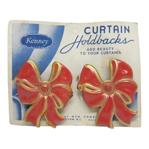Pair of Red & Gold Bow Curtain Holdbacks