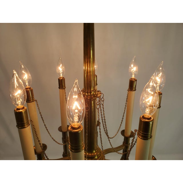 Mid-Century Modern 1970s Mid Century Modern Chapman Brass 8-Light Candlestick Chandelier For Sale - Image 3 of 12