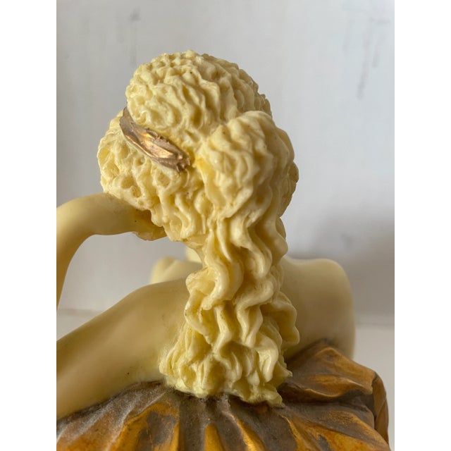 1930s Art Nouveau "Taranis" Nude Sculpture Resin Mantle Clock Marked For Sale - Image 9 of 10