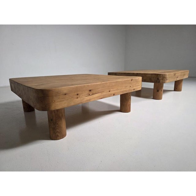 French Solid Pine Coffee Table with Cylindrical Legs, 1970s For Sale - Image 10 of 10
