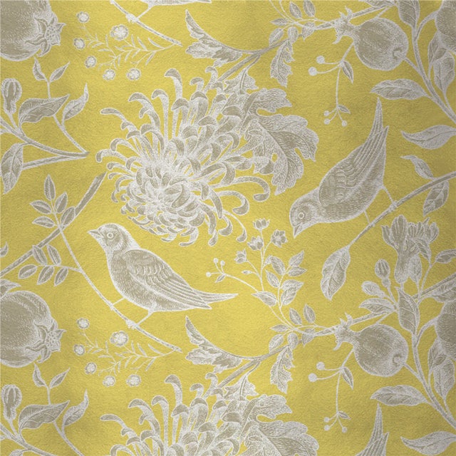 Contemporary Flowers and Birds 2 Fabric Wall Covering by Chiara Mennini for Midsummer-Milano For Sale - Image 3 of 3