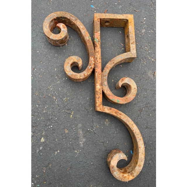 Metal Large Antique 1800s Cast Iron Architectural Salvage Corbel Bracket Church Sconce For Sale - Image 7 of 8