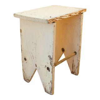 Vintage Wooden Farmhouse Milking Stool For Sale