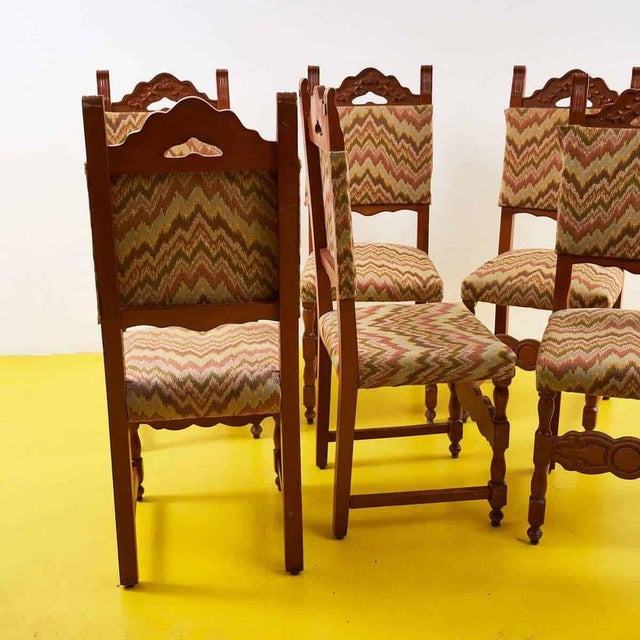 1970s Spool Chairs in Wood, 1970s, Set of 6 For Sale - Image 5 of 11