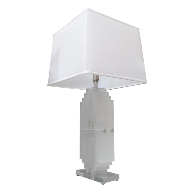 Large Empire Lucite Table Lamp Mid Century Modern For Sale - Image 11 of 11