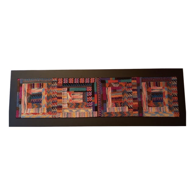 Wool Tapestry with Wooden Frame by Ottavio Missoni, Italy, 1980s For Sale