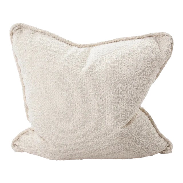 20" Square Barbet Natural Boucle Pillow For Sale