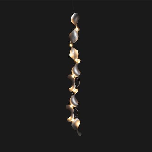 Dune 8 vertical line chandelier in silver anodized aluminum by moss objects. Dimensions: ø 31 x h 230 cm. Materials:...