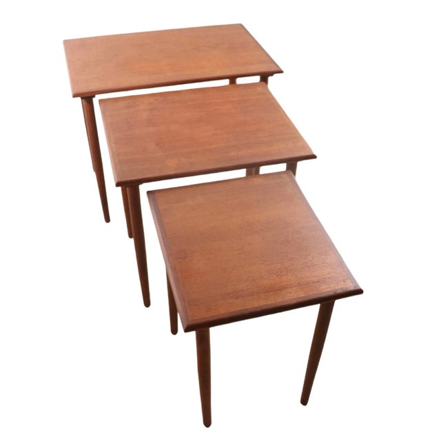 Mid-Century Modern Danish Mid Century Modern Nesting Tables in Teak For Sale - Image 3 of 10