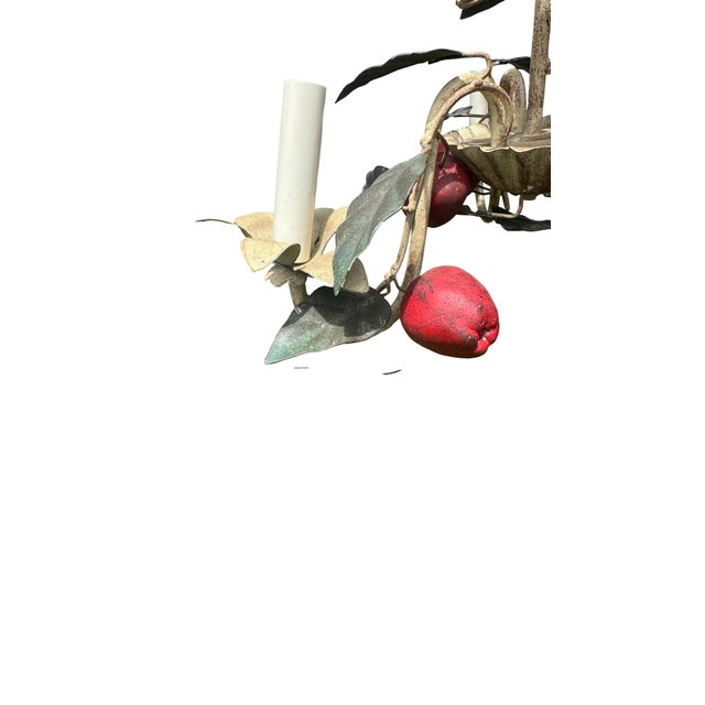 Vintage Italian-Style Tole Fruit & Leaf Three-Light Chandelier For Sale - Image 4 of 6