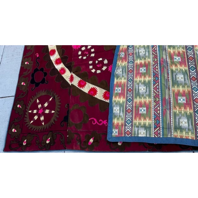 Purple Stunning Hand Embroidered Suzani Bed Covering For Sale - Image 8 of 11