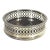 Vintage Silver Plated Wine Coaster With Wood Base and Pierced Sides, Bottle Holder, Shelf Decor, Entertaining Style, Patina For Sale