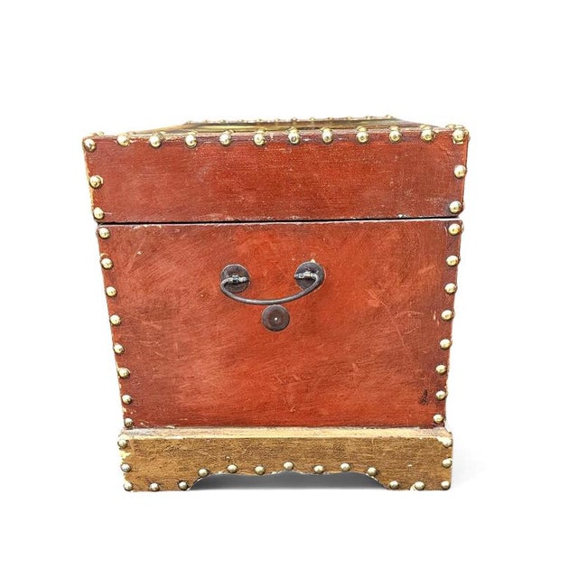 Vintage Floral Painted Dome Top Trunk For Sale - Image 11 of 15