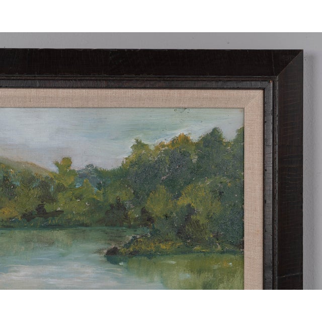 Textile French Plein Air Landscape Oil Painting Framed For Sale - Image 7 of 7