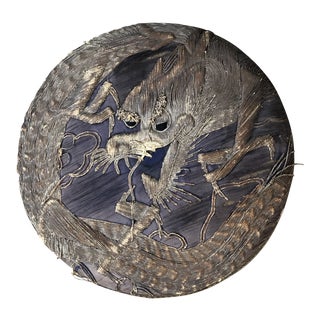 Antique Japanese Metallic Gold Thread Dragon Lacquer Box For Sale