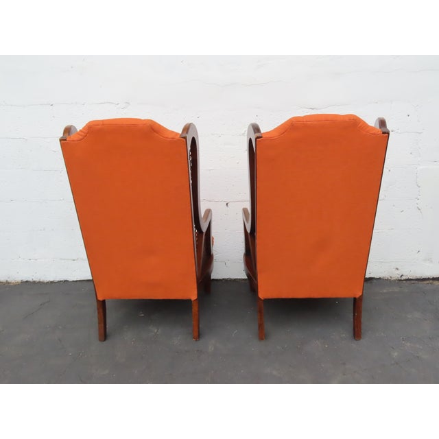 Hollywood Regency Extra Tall Caned Wing Back Livingroom Side Chairs a Pair 6654 For Sale - Image 4 of 17