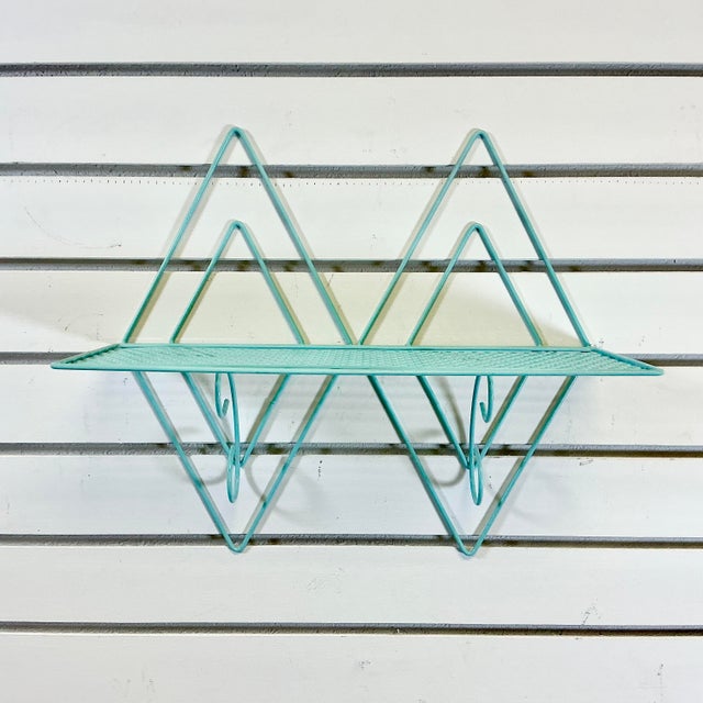 Mid-Century Boho Chic Atomic Pierced Metal Wall Mounted Shelf. For Sale - Image 4 of 13