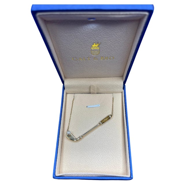 Diamond Golden Tiger's Eye Golf Club Birdie Charm Yellow Gold Necklace Pendant For Sale - Image 4 of 18