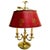 Metal Mid 20th Century French Empire Style Three-Light Brass Bouillotte Lamp With Crimson Red Tole Shade For Sale - Image 7 of 8
