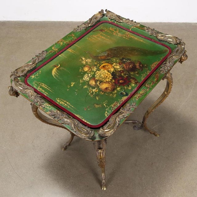 Antique Middle Victorian Bronze Papier Mache Table, England, 1800s For Sale - Image 3 of 14