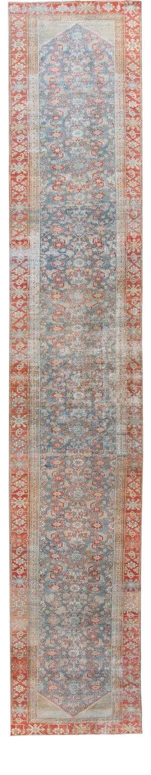 Blue Vintage Persian Malayer Handmade Wool Runner