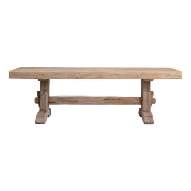 Oak Trestle Dining Table, Antique, France, Circa 1970 For Sale