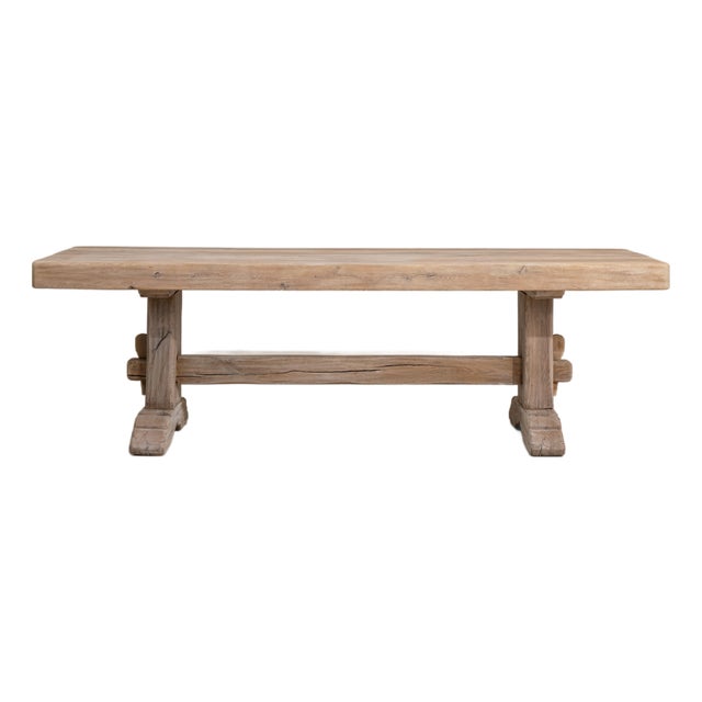 Oak Trestle Dining Table France 1970s For Sale