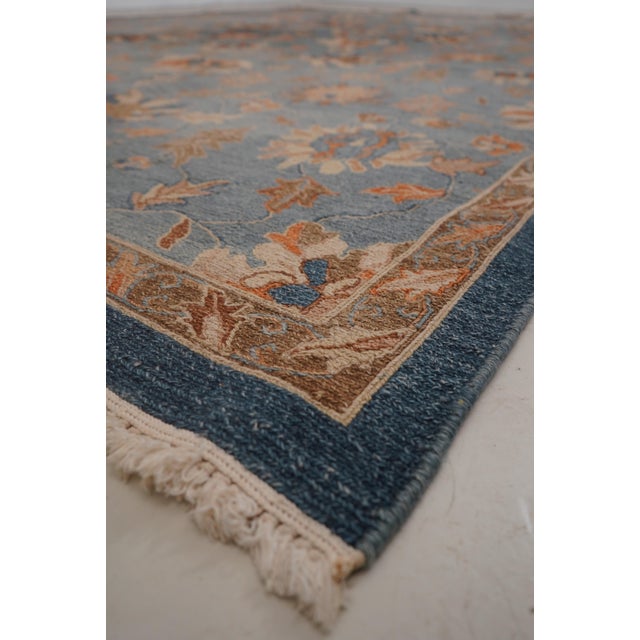 Age: Approx: 40 Years Old Details: Blue Background w. Floral Pattern High Quality Construction Woven - No Pile Wool Weave...