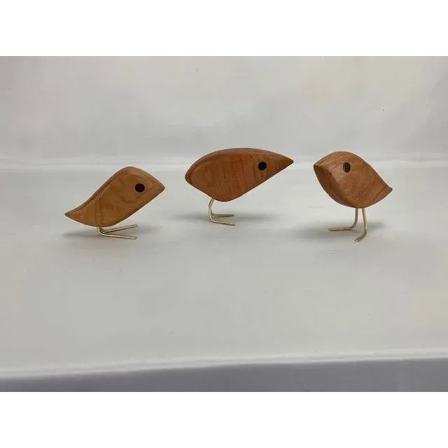 Mid Century Modern style "Trio of Birds" inspired by the wooden birds of Danish designer Jacob Hermann. The birds bodies...