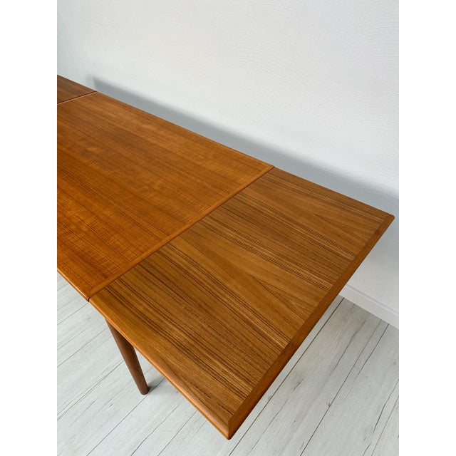 Wood Large Vintage Minimalistic Extendable Teak Dining Table, 1960s For Sale - Image 7 of 8