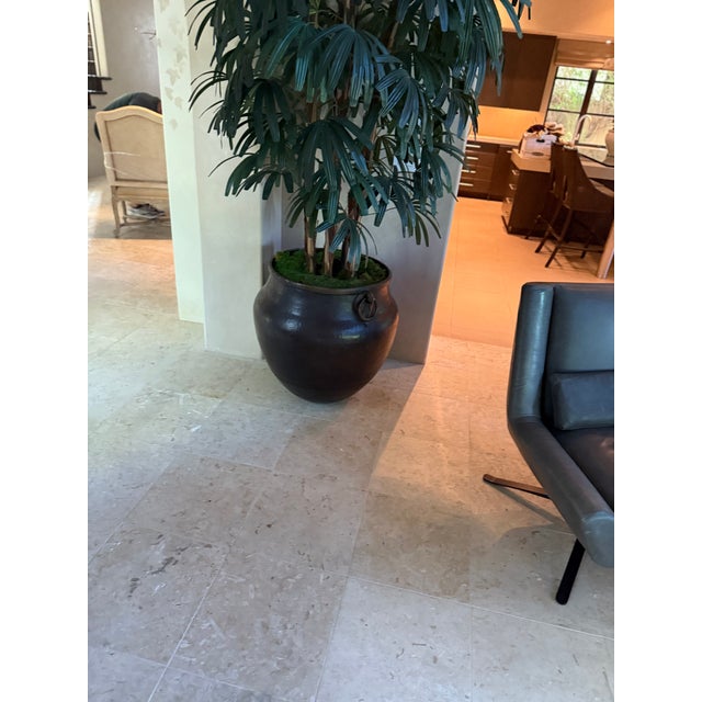 Pair of 10-Foot Faux Raffia Palm Trees For Sale - Image 4 of 5