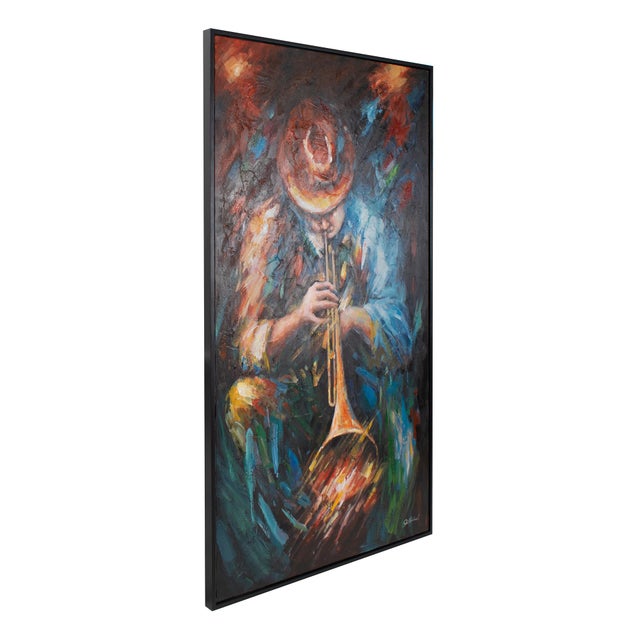 Celebrate the rhythm of soulful expression with As The Trumpet Blows, a captivating hand-painted canvas that captures a...