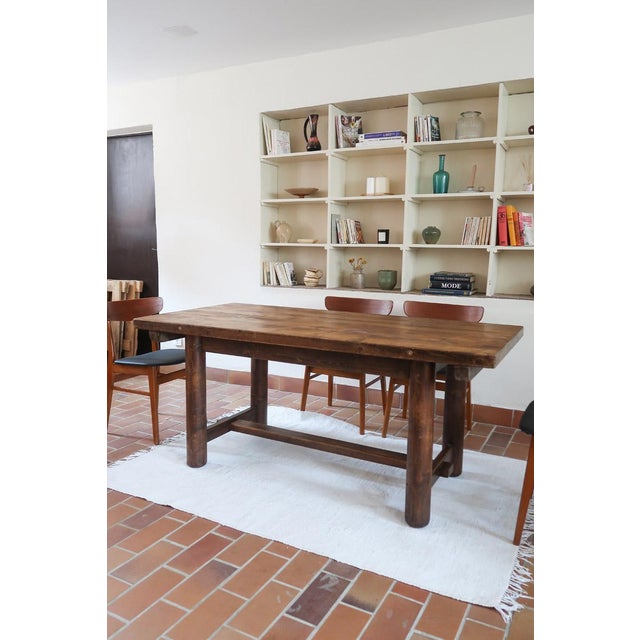 Brutalist Dining Table in Pine attributed to Georges Robert, France, 1960s For Sale - Image 13 of 14