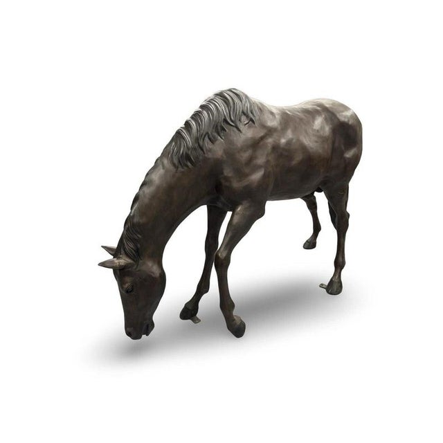 Bronze Grazing Horse Garden Sculpture For Sale - Image 11 of 17