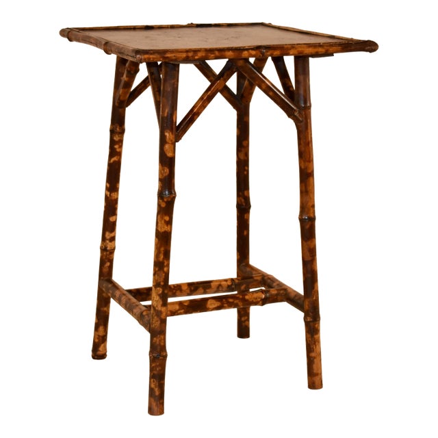 19th Century French Bamboo Table With Chinoiserie Top For Sale