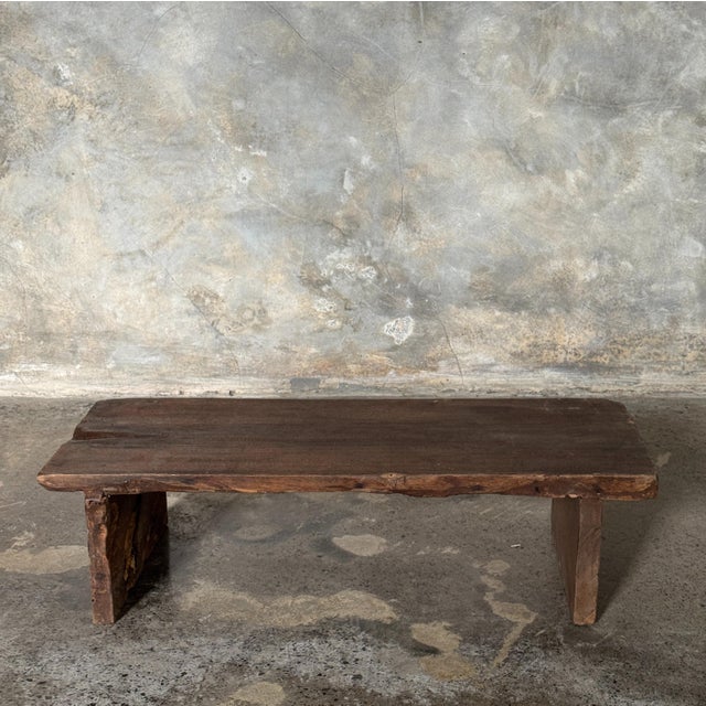 Small Low Bench in Antique Indonesian Teak, 1980s For Sale - Image 12 of 18